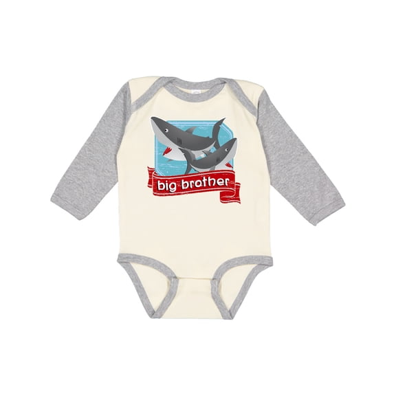 Inktastic Big Brother Shark Boys Long Sleeve Baby Bodysuit