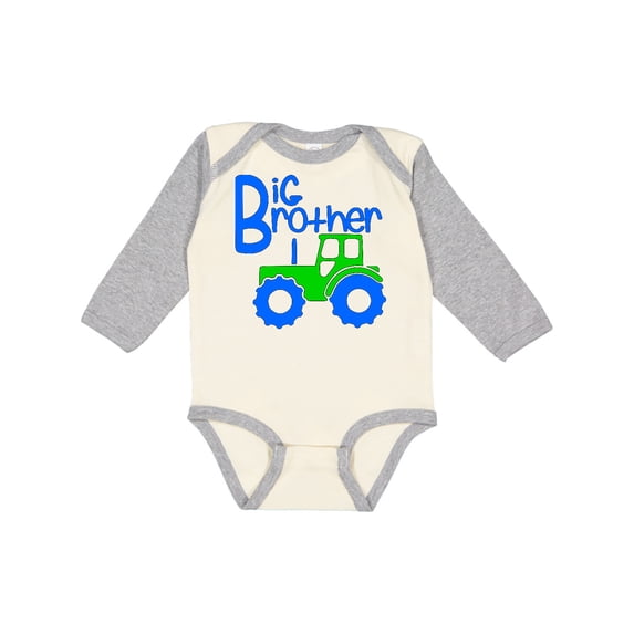 Inktastic Big Brother Tractor Boys Long Sleeve Baby Bodysuit