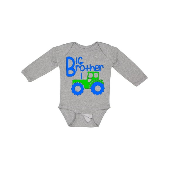 Inktastic Big Brother Tractor Boys Long Sleeve Baby Bodysuit