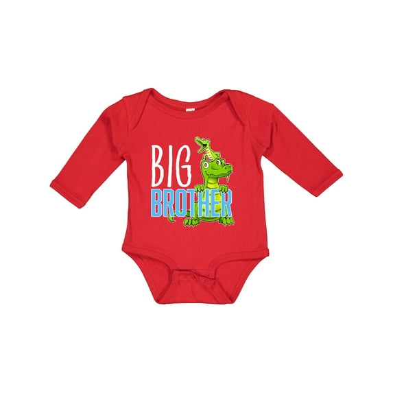 Inktastic Big Brother with Cute Alligators Boys or Girls Long Sleeve Baby Bodysuit