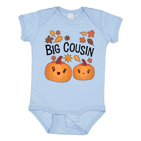 Inktastic Big Cousin Pumpkins with Fall Leaves Boys or Girls Baby Bodysuit