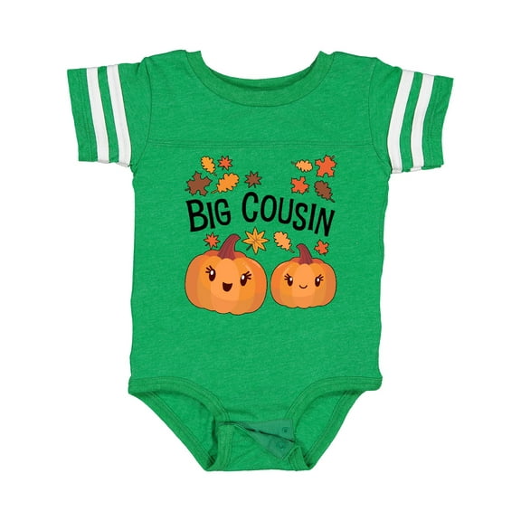 Inktastic Big Cousin Pumpkins with Fall Leaves Boys or Girls Baby Bodysuit