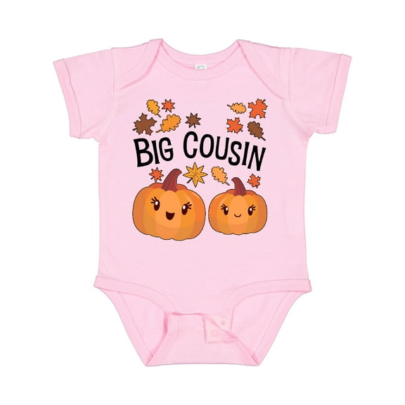 Inktastic Big Cousin Pumpkins with Fall Leaves Boys or Girls Baby Bodysuit