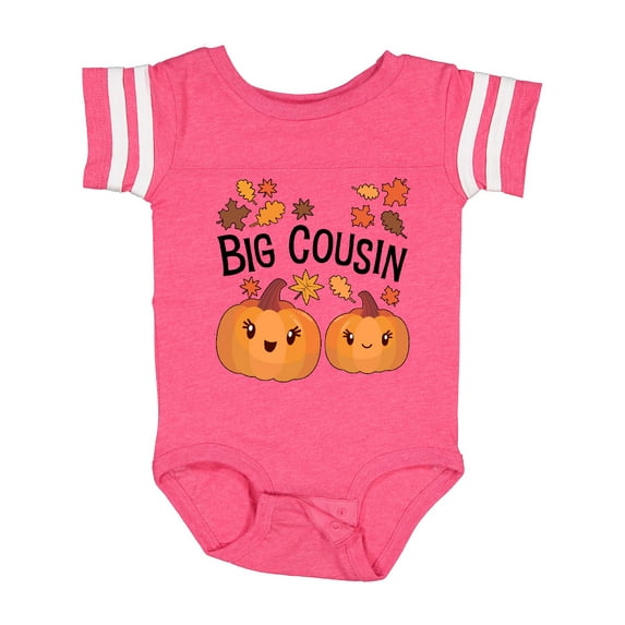 Inktastic Big Cousin Pumpkins with Fall Leaves Boys or Girls Baby Bodysuit