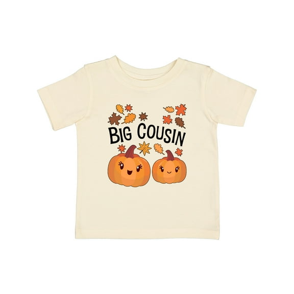 Inktastic Big Cousin Pumpkins with Fall Leaves Boys or Girls Baby T-Shirt