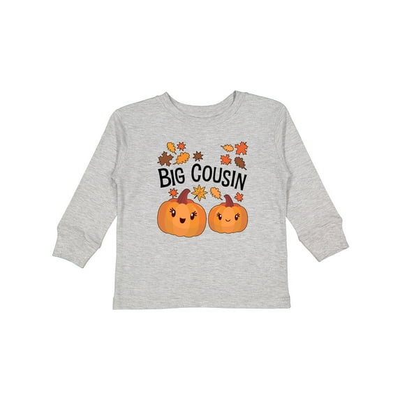 Inktastic Big Cousin Pumpkins with Fall Leaves Boys or Girls Long Sleeve Toddler T-Shirt