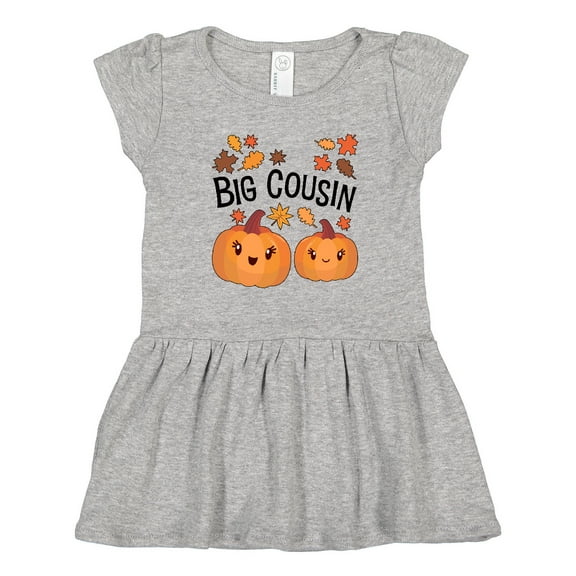 Inktastic Big Cousin Pumpkins with Fall Leaves Girls Toddler Dress