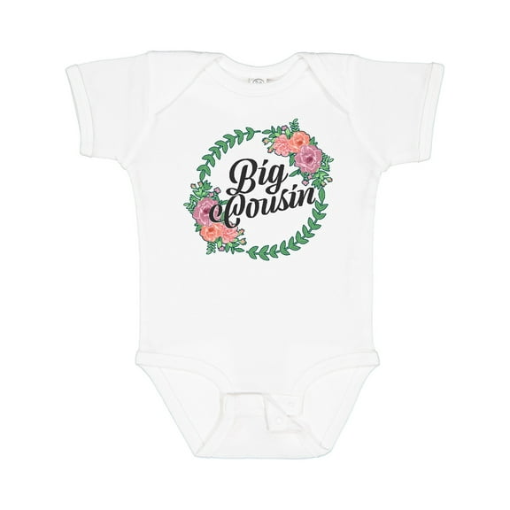 Inktastic Big Cousin with Flower Circle Girls Baby Bodysuit