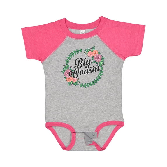 Inktastic Big Cousin with Flower Circle Girls Baby Bodysuit