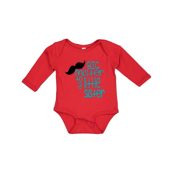 Inktastic Big Mister to a Little Sister Boys Long Sleeve Baby Bodysuit