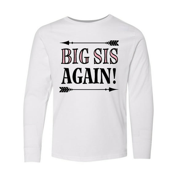 Inktastic Big Sis Again Sister Announcement Long Sleeve Youth T-Shirt