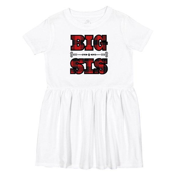 Inktastic Big Sis Buffalo Plaid Sister Girls Toddler Dress