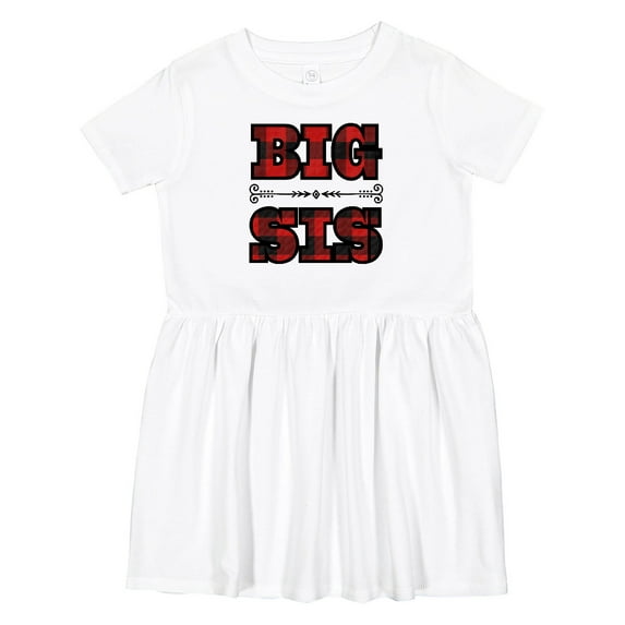 Inktastic Big Sis Buffalo Plaid Sister Girls Toddler Dress