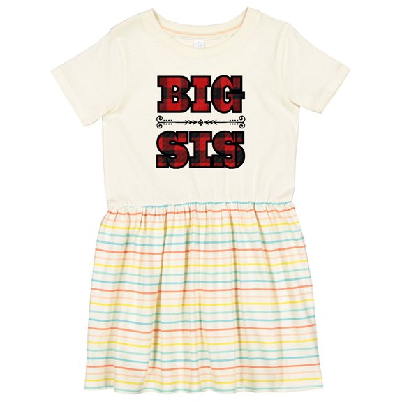 Inktastic Big Sis Buffalo Plaid Sister Girls Toddler Dress