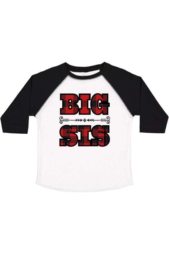 Big Sis Buffalo Plaid Sister Girls Toddler T-Shirt