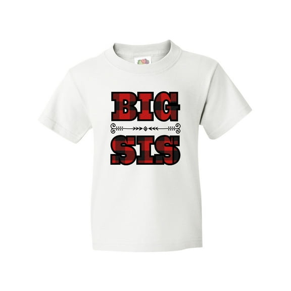 Inktastic Big Sis Buffalo Plaid Sister Youth T-Shirt