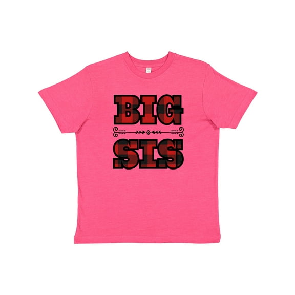 Inktastic Big Sis Buffalo Plaid Sister Youth T-Shirt