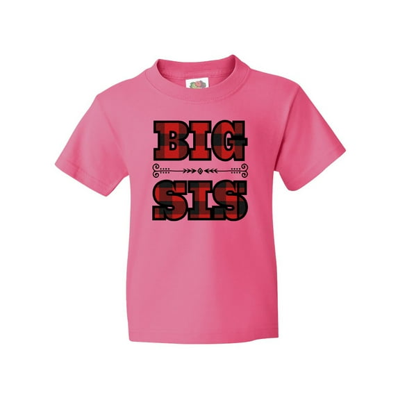 Inktastic Big Sis Buffalo Plaid Sister Youth T-Shirt