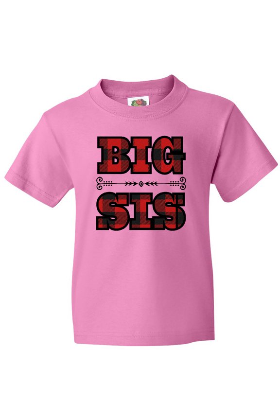 Big Sis Buffalo Plaid Sister Youth T-Shirt