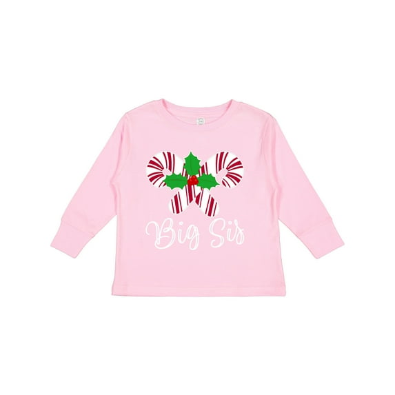 Inktastic Big Sis Christmas Candy Cane Sister Girls Long Sleeve Toddler T-Shirt