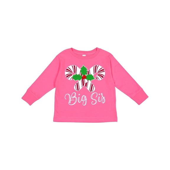 Inktastic Big Sis Christmas Candy Cane Sister Girls Long Sleeve Toddler T-Shirt