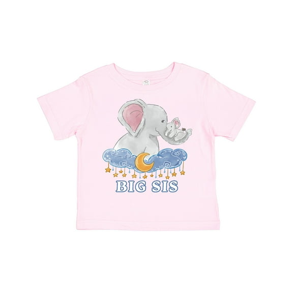 Inktastic Big Sis Cute Elephants with Moon and Stars Girls Toddler T-Shirt