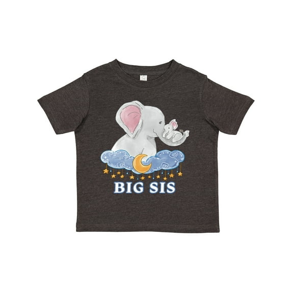 Inktastic Big Sis Cute Elephants with Moon and Stars Girls Toddler T-Shirt