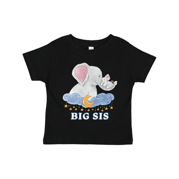 Inktastic Big Sis Cute Elephants with Moon and Stars Girls Toddler T-Shirt