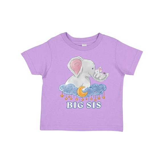Inktastic Big Sis Cute Elephants with Moon and Stars Girls Toddler T-Shirt