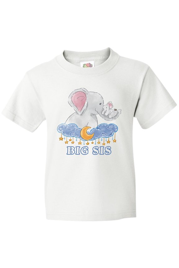 Big Sis Cute Elephants with Moon and Stars Youth T-Shirt
