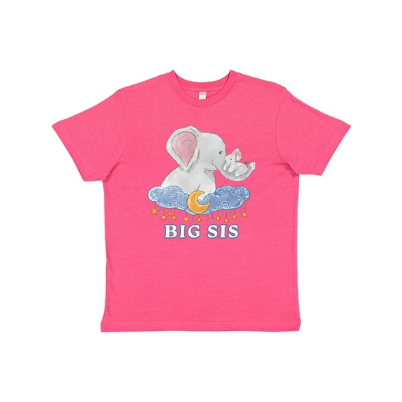 Inktastic Big Sis Cute Elephants with Moon and Stars Youth T-Shirt