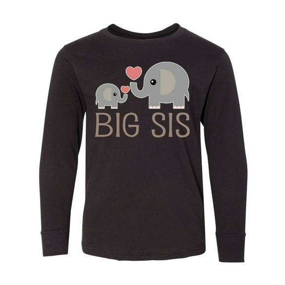 Inktastic Big Sis Elephant Long Sleeve Youth T-Shirt