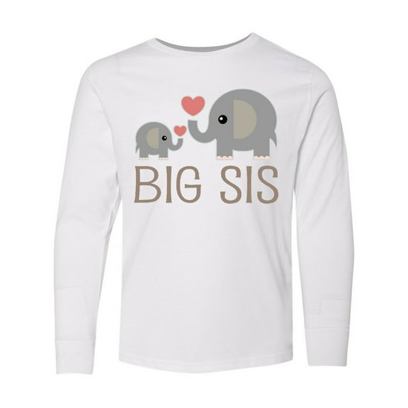 Inktastic Big Sis Elephant Long Sleeve Youth T-Shirt
