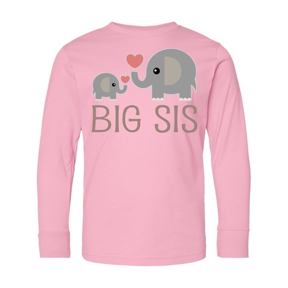 Inktastic Big Sis Elephant Long Sleeve Youth T-Shirt