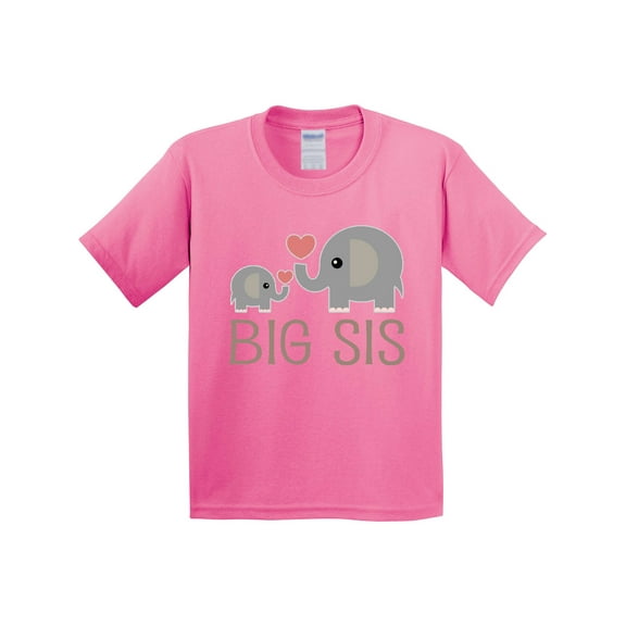 Inktastic Big Sis Elephant Youth T-Shirt