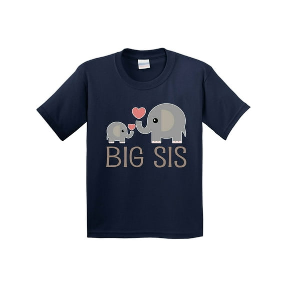 Inktastic Big Sis Elephant Youth T-Shirt