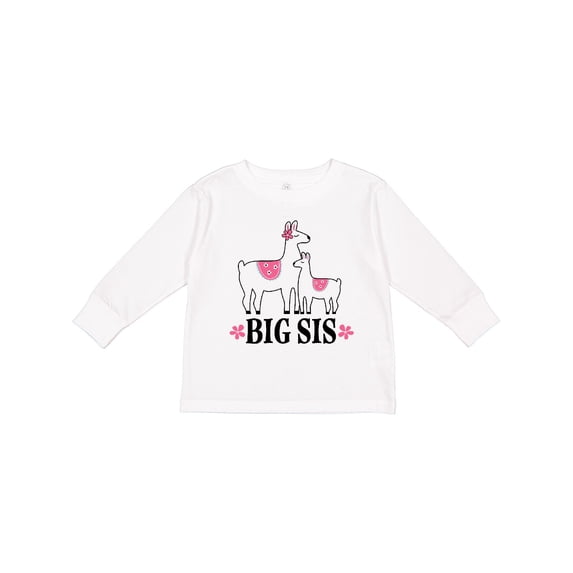 Inktastic Big Sis Girls Llama Sister Girls Long Sleeve Toddler T-Shirt