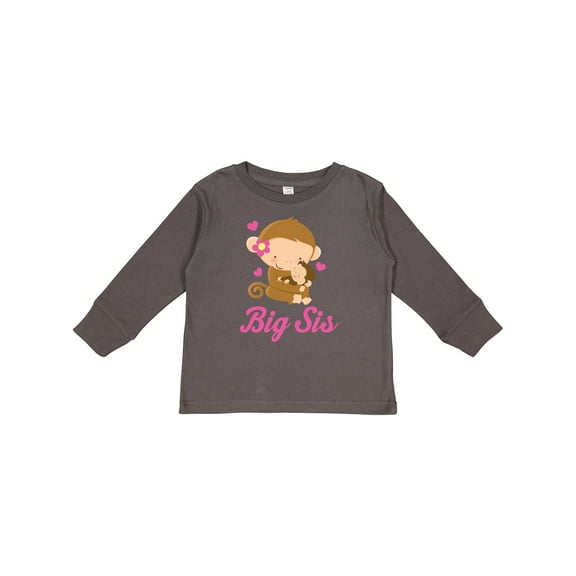 Inktastic Big Sis Monkeys Girls Long Sleeve Toddler T-Shirt