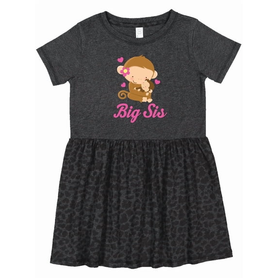Inktastic Big Sis Monkeys Girls Toddler Dress