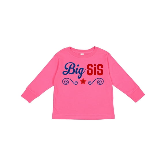 Inktastic Big Sis Patriotic Sister Girls Long Sleeve Toddler T-Shirt