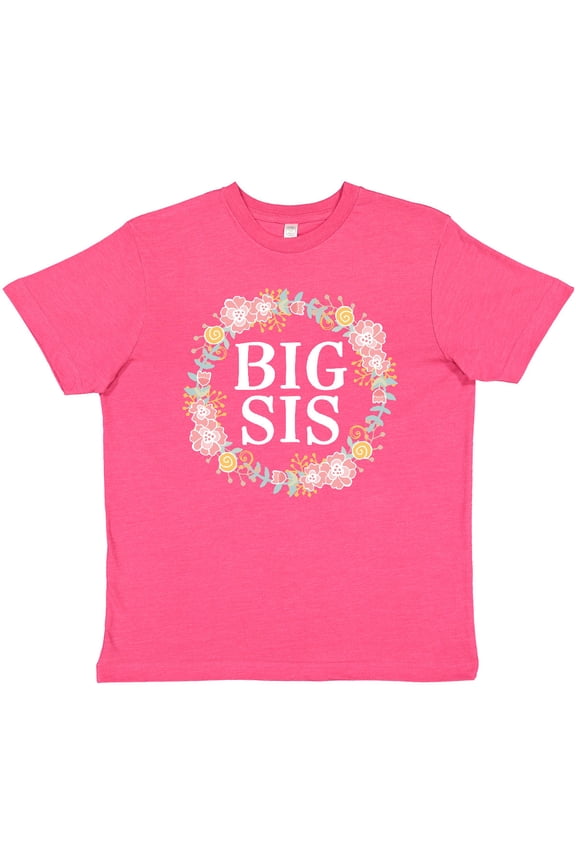 Big Sis Rose Floral Wreath Sister Youth T-Shirt