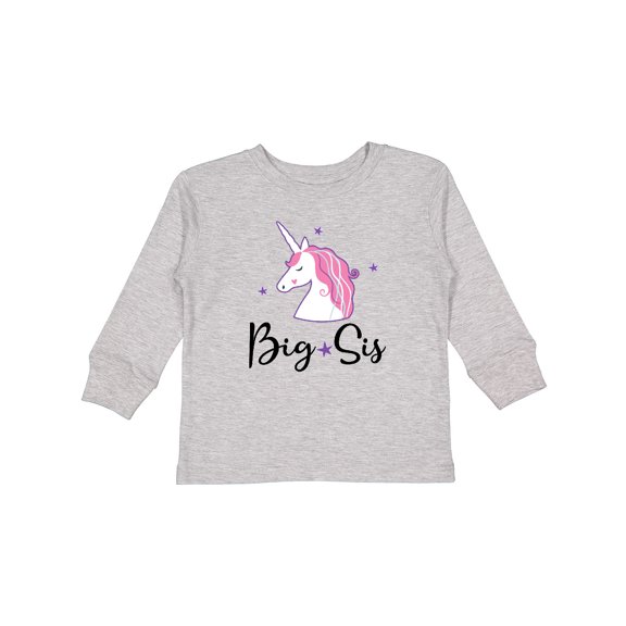 Inktastic Big Sis Unicorn Girls Sister Announcement Girls Long Sleeve Toddler T-Shirt