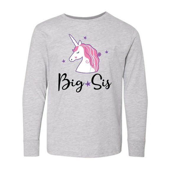 Inktastic Big Sis Unicorn Girls Sister Announcement Long Sleeve Youth T-Shirt