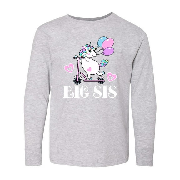 Inktastic Big Sis Unicorn Sister Announcement Long Sleeve Youth T-Shirt