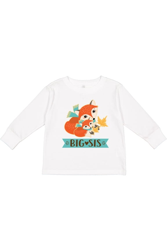 Big Sis Woodland Fox Sister Girls Long Sleeve Toddler T-Shirt