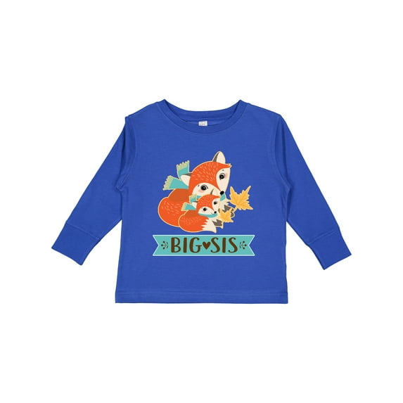 Inktastic Big Sis Woodland Fox Sister Girls Long Sleeve Toddler T-Shirt