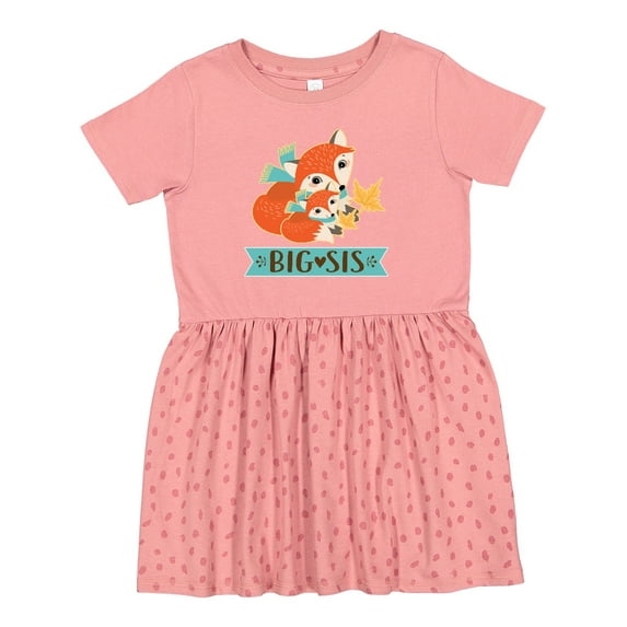 Inktastic Big Sis Woodland Fox Sister Girls Toddler Dress
