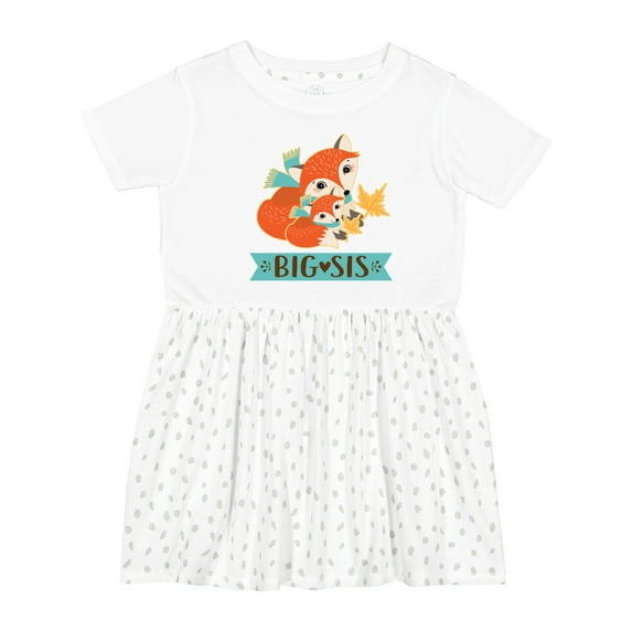 Inktastic Big Sis Woodland Fox Sister Girls Toddler Dress