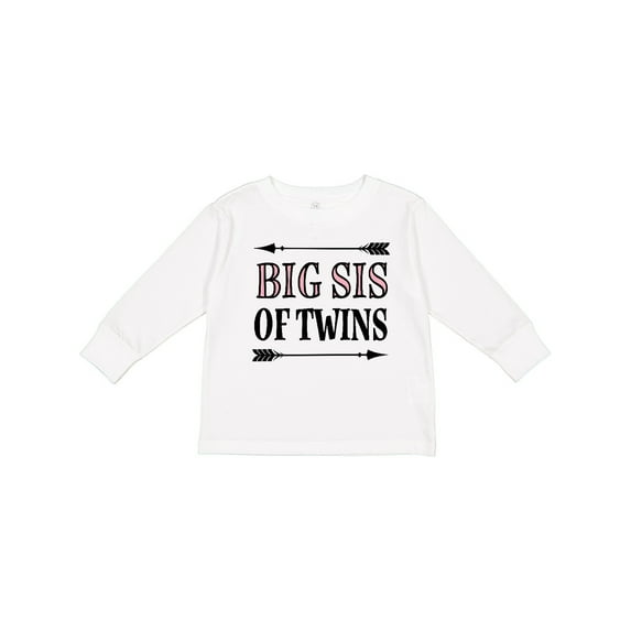 Inktastic Big Sis of Twins Sister Announcement Girls Long Sleeve Toddler T-Shirt