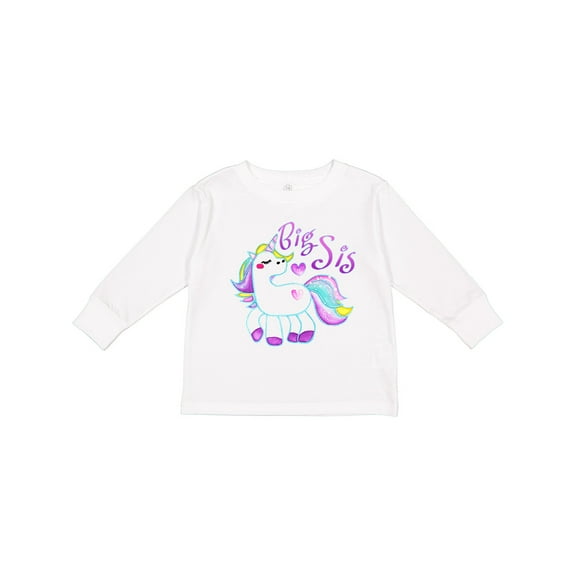 Inktastic Big Sis unicorn Girls Long Sleeve Toddler T-Shirt